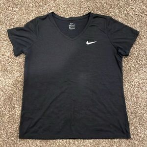 Nike Womens V-neck Short Sleeve Dri-fit Tee Size XL GUC Heathered Black